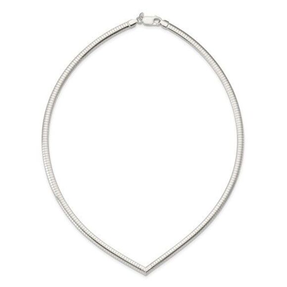 4mm Sterling Silver V-shaped Cubetto Chain Necklace, 17 Inch - Picture 4 of 7